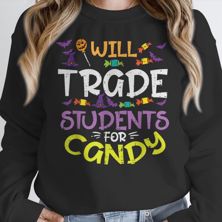 Halloween Teacher Will Trade Students For Candy Women Men Women Crewneck Sweatshirt, funny design