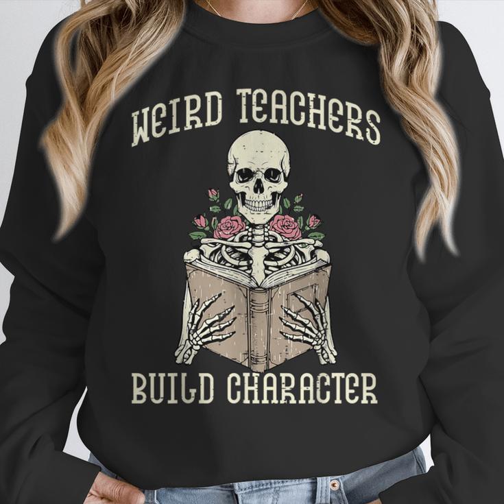 Halloween Weird Teachers Build Character Costume Men Women Women Crewneck Sweatshirt, funny design Halloween Weird Teachers Build Character Costume Men Women Women Crewneck Sweatshirt, funny design