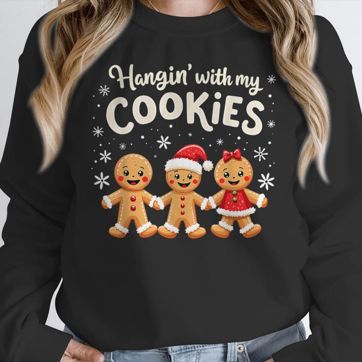 Hangin With My Cookies Gingerbread Christmas Teacher Women Crewneck Sweatshirt, funny design Hangin With My Cookies Gingerbread Christmas Teacher Women Crewneck Sweatshirt, funny design