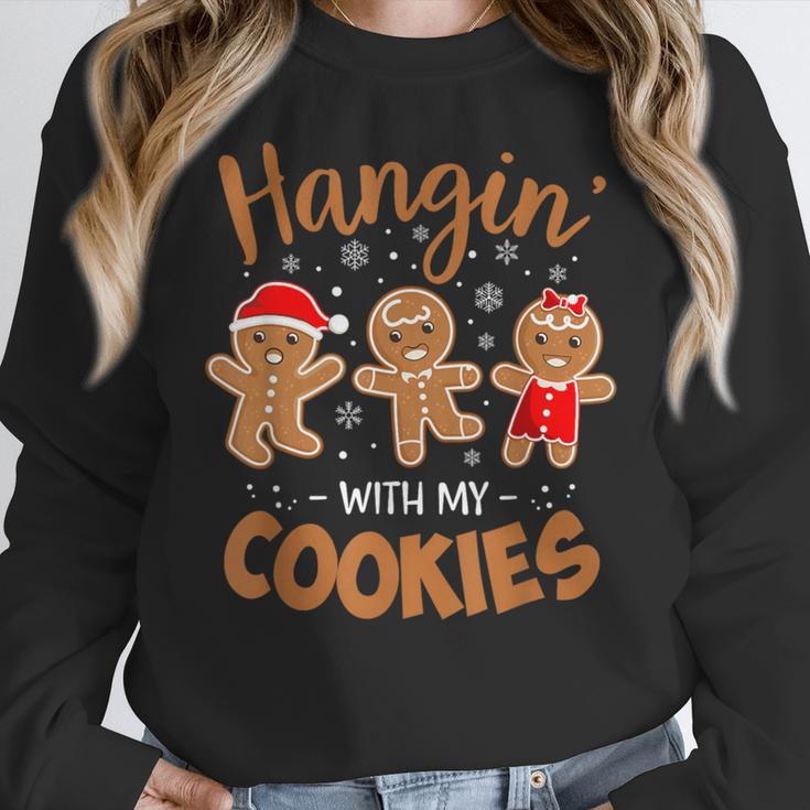 Hangin With My Cookies Gingerbread Women Christmas Teacher Women Crewneck Sweatshirt, funny design Hangin With My Cookies Gingerbread Women Christmas Teacher Women Crewneck Sweatshirt, funny design