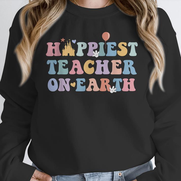 Happiest Teacher On Earth First Day Of School Back To School Women Crewneck Sweatshirt, funny design