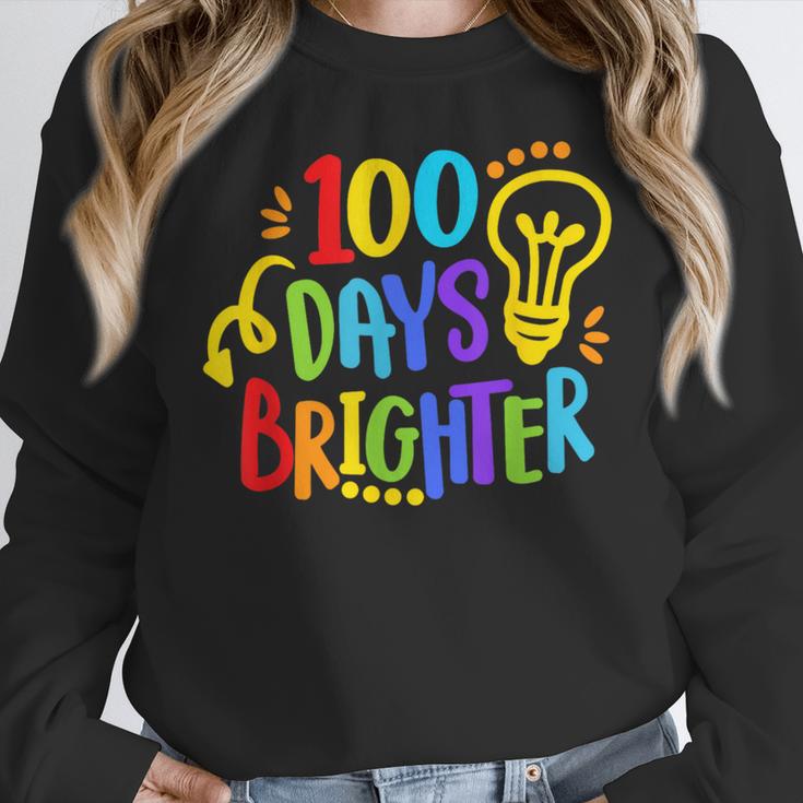 Happy 100th Day Of School 100 Days Brighter Girls Teacher Women Crewneck Sweatshirt, funny design