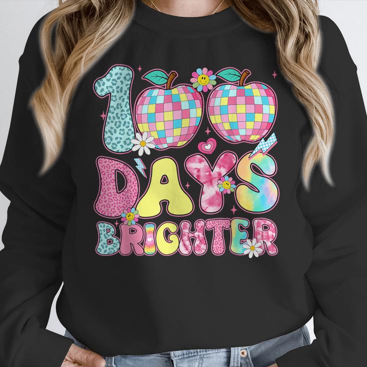 Happy 100th Day Of School 100 Days Brighter Teachers Kids Women Crewneck Sweatshirt, funny design Happy 100th Day Of School 100 Days Brighter Teachers Kids Women Crewneck Sweatshirt, funny design