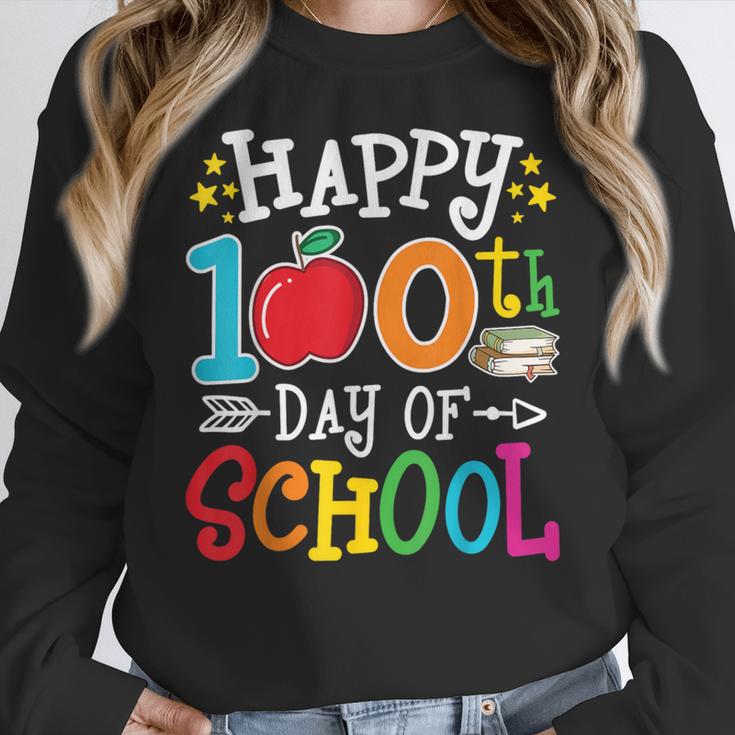Happy 100th Day Of School Teachers 100 Days Of School Kids Women Crewneck Sweatshirt, funny design