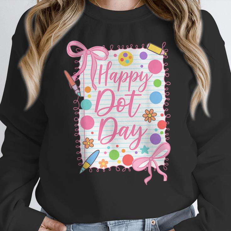 Happy Dot Day Bow Coquette For Teacher Girls Women Crewneck Sweatshirt, funny design Happy Dot Day Bow Coquette For Teacher Girls Women Crewneck Sweatshirt, funny design