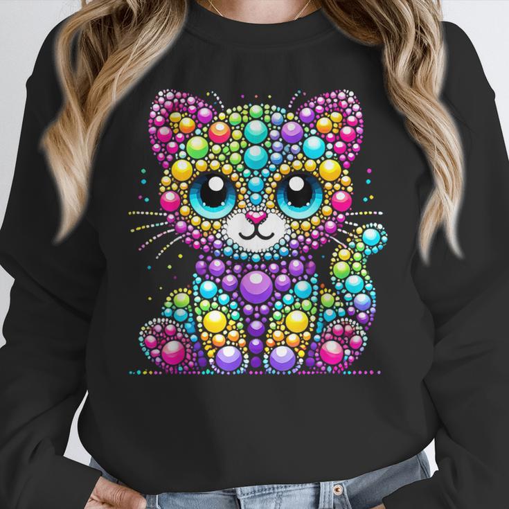 Happy Dot Day Colorful Polka Dot Cat Kitten Teachers Kids Women Crewneck Sweatshirt, funny design