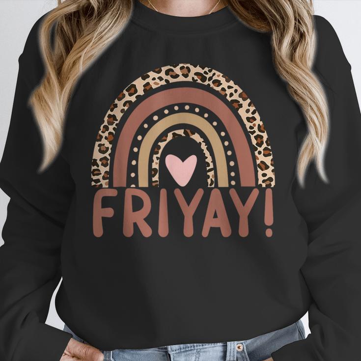 Happy Fri-Yay Friday Lovers Fun Teacher Leopard Rainbow Men Women Girls Kids Women Crewneck Sweatshirt, funny design Happy Fri-Yay Friday Lovers Fun Teacher Leopard Rainbow Men Women Girls Kids Women Crewneck Sweatshirt, funny design