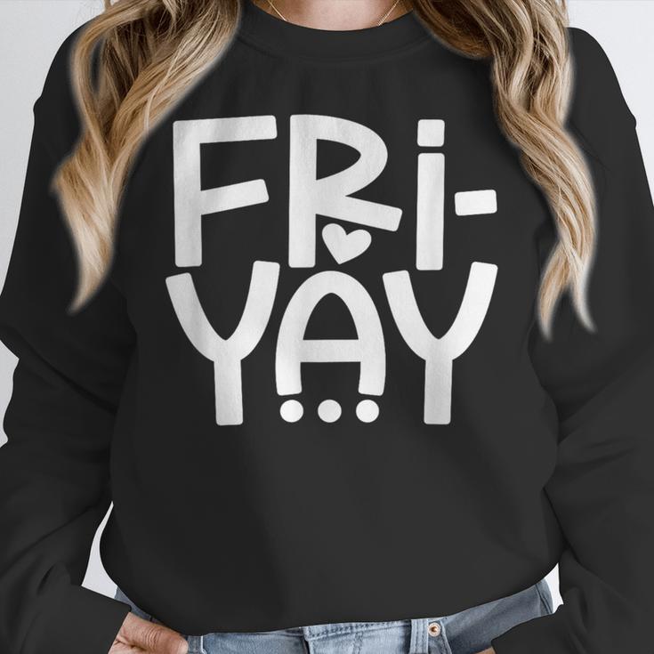 Happy Friyay Teacher Shirt Cute Teacher Fashion Fri-Yay Women Crewneck Sweatshirt, funny design