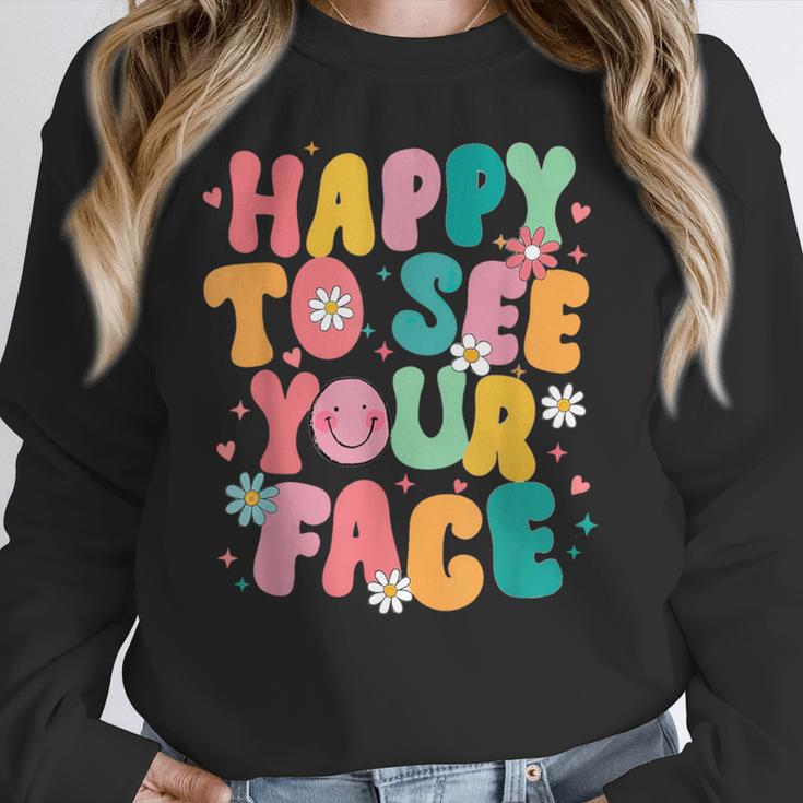 Happy To See Your Face Teacher Disco Ball Back To School Women Crewneck Sweatshirt, funny design Happy To See Your Face Teacher Disco Ball Back To School Women Crewneck Sweatshirt, funny design