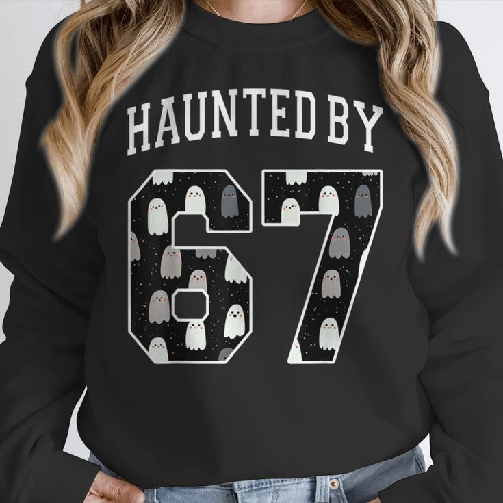 Haunted By 6 7 67 Six Seven Halloween Teacher Mom Women Crewneck Sweatshirt, funny design Haunted By 6 7 67 Six Seven Halloween Teacher Mom Women Crewneck Sweatshirt, funny design