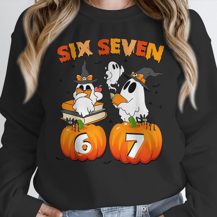 Haunted By 67 Boo Ghost Pumpkin Halloween Teacher Women Crewneck Sweatshirt, funny design Haunted By 67 Boo Ghost Pumpkin Halloween Teacher Women Crewneck Sweatshirt, funny design