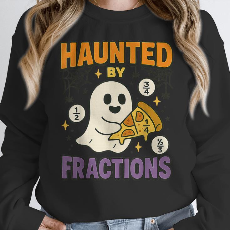 Haunted By Fractions Math Halloween Teacher Women Crewneck Sweatshirt, funny design Haunted By Fractions Math Halloween Teacher Women Crewneck Sweatshirt, funny design