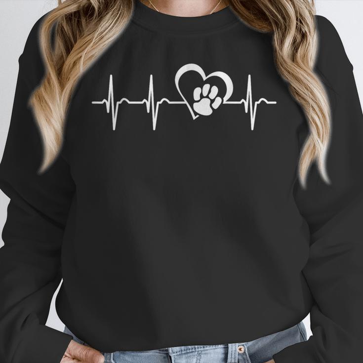 Heartbeat Dog Paw Women Crewneck Sweatshirt, funny design