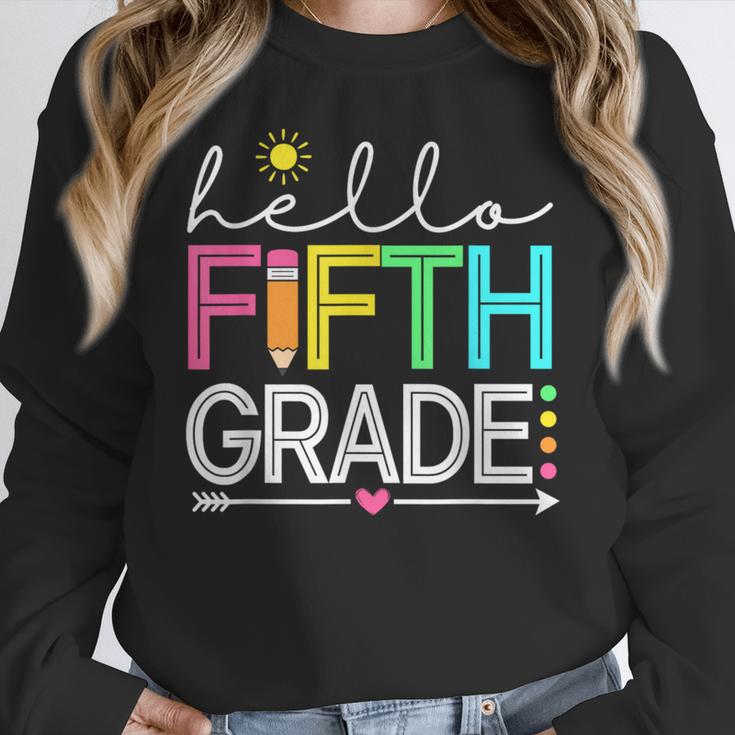 Hello Fifth Grade Teacher Student 5th Grade Back To School Women Crewneck Sweatshirt, funny design