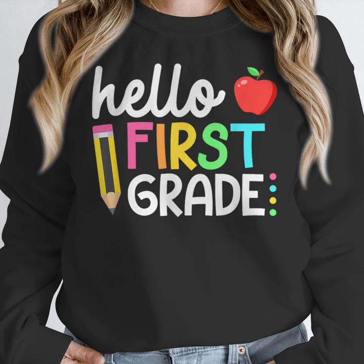 Hello First Grade Team 1st Grade Back To School Teacher Kids Women Crewneck Sweatshirt, First Grade Teacher Gifts, funny design Hello First Grade Team 1st Grade Back To School Teacher Kids Women Crewneck Sweatshirt, First Grade Teacher Gifts, funny design