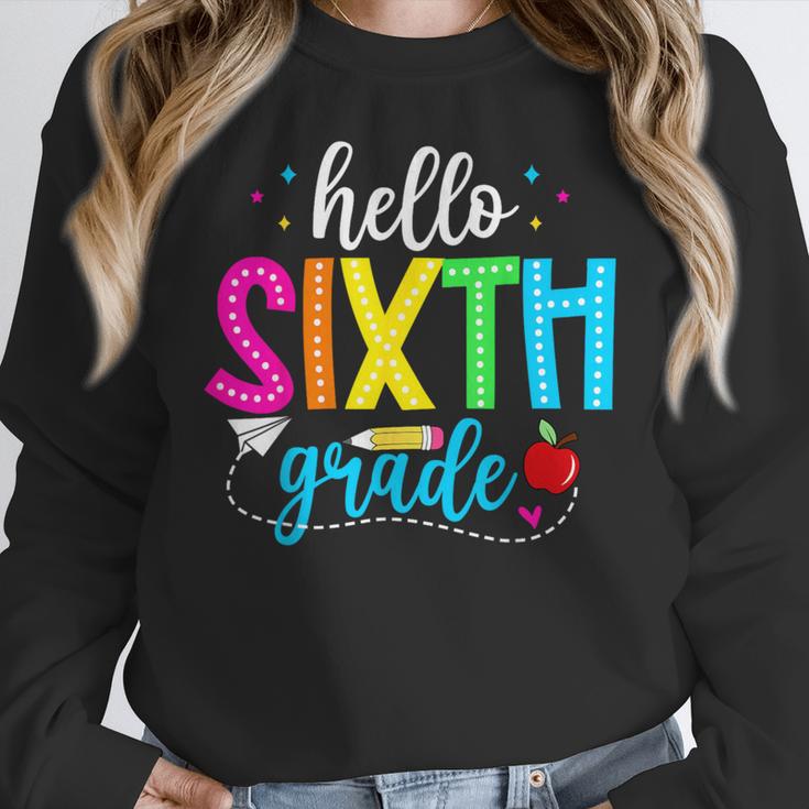Hello Sixth Grade Cute Back To School 6th Grade Teacher Kids Women Crewneck Sweatshirt, funny design Hello Sixth Grade Cute Back To School 6th Grade Teacher Kids Women Crewneck Sweatshirt, funny design