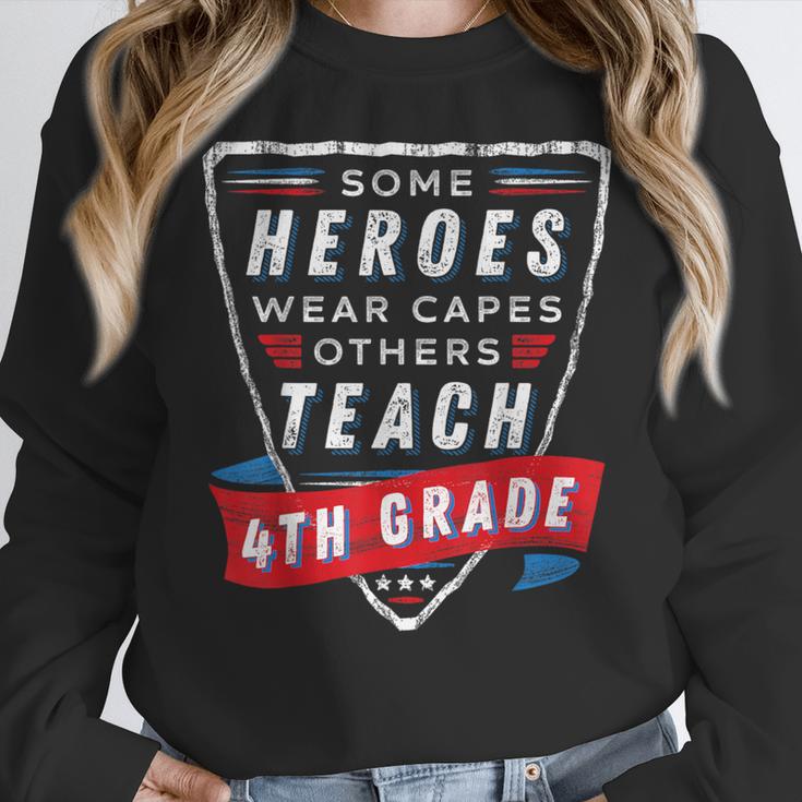 Some Heroes Wear Capes Others Teach 4th Grade Teacher Men Women Kids Women Crewneck Sweatshirt, 4th Grade Teacher Gifts, funny design Some Heroes Wear Capes Others Teach 4th Grade Teacher Men Women Kids Women Crewneck Sweatshirt, 4th Grade Teacher Gifts, funny design