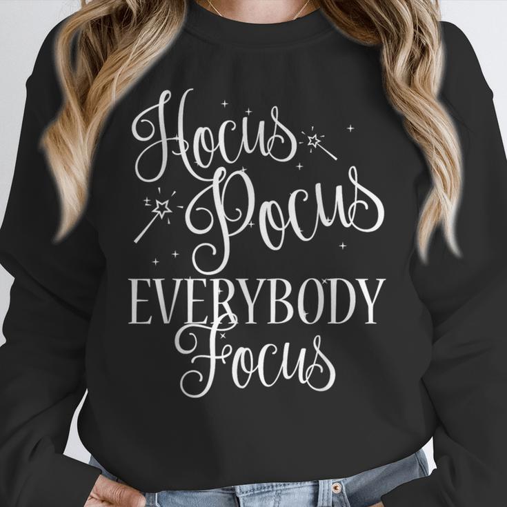 Hocus Pocus Everybody Focus Teacher Halloween Shirt Women Crewneck Sweatshirt, funny design
