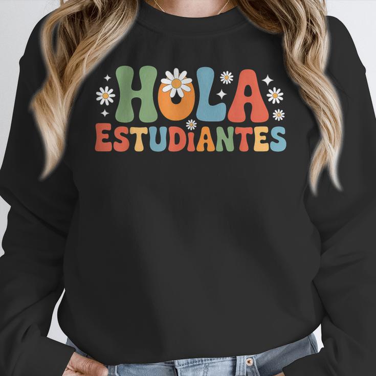 Hola Estudiantes Spanish Teacher Women Crewneck Sweatshirt, funny design Hola Estudiantes Spanish Teacher Women Crewneck Sweatshirt, funny design