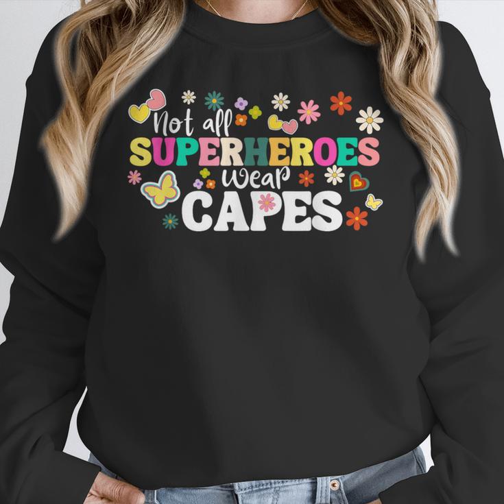 Hot All Superheroes Wear Capes Cute Teacher End Of School Women Crewneck Sweatshirt, funny design Hot All Superheroes Wear Capes Cute Teacher End Of School Women Crewneck Sweatshirt, funny design