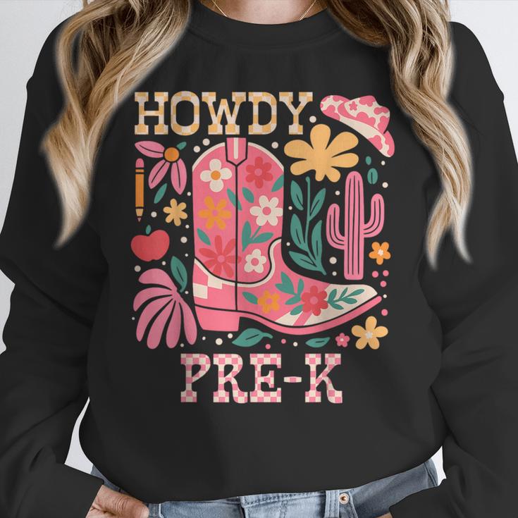 Howdy Pre-K Cowgirls Teacher Back To School Women Crewneck Sweatshirt, funny design Howdy Pre-K Cowgirls Teacher Back To School Women Crewneck Sweatshirt, funny design