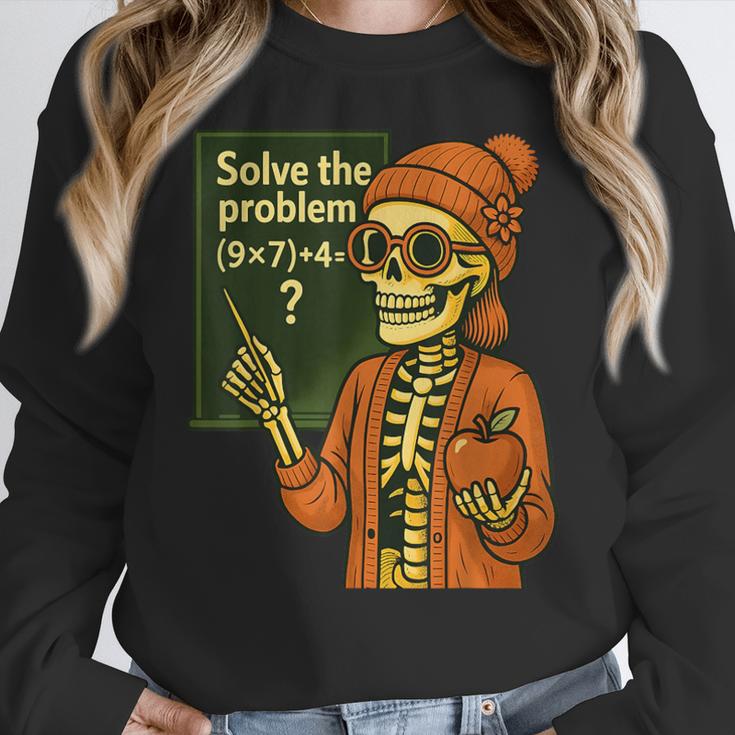 HUGvyn Halloween Skeleton Six Seven 67 Meme PEMDAS Teacher Women Crewneck Sweatshirt, funny design HUGvyn Halloween Skeleton Six Seven 67 Meme PEMDAS Teacher Women Crewneck Sweatshirt, funny design