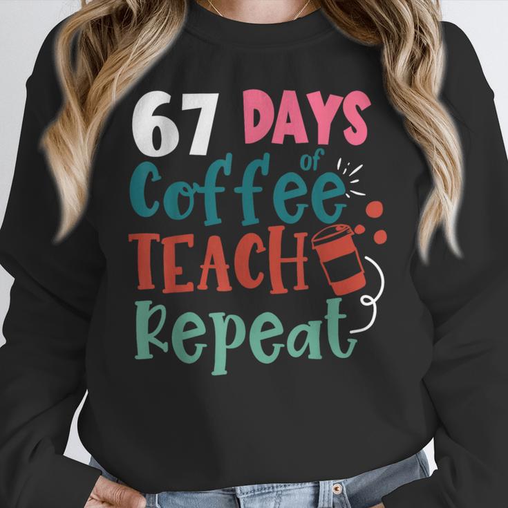 Humor Meme 67 Days Of School Coffee Lover Educator Teacher Women Crewneck Sweatshirt, funny design Humor Meme 67 Days Of School Coffee Lover Educator Teacher Women Crewneck Sweatshirt, funny design