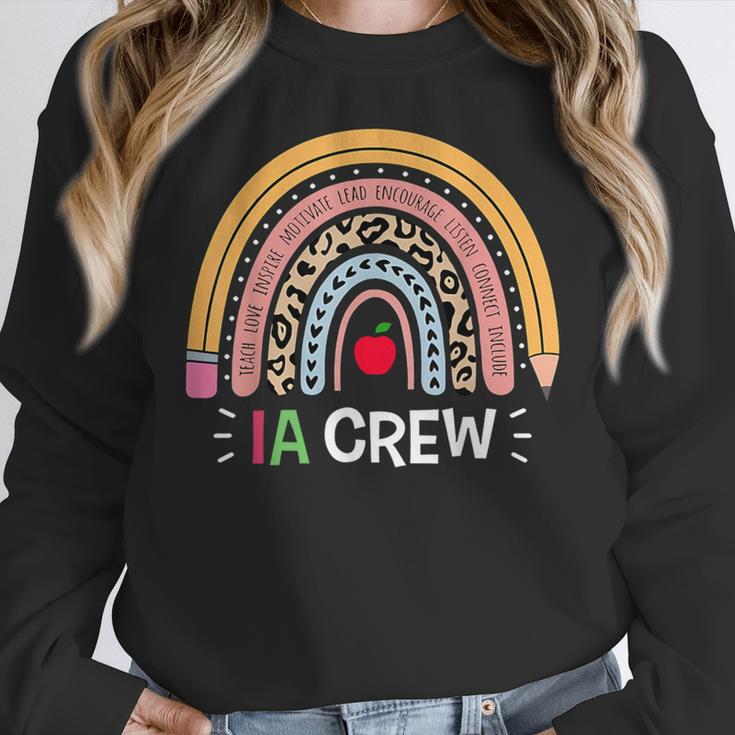 IA Crew Instructional Assistant Rainbow Teachers Aide Women Crewneck Sweatshirt, funny design IA Crew Instructional Assistant Rainbow Teachers Aide Women Crewneck Sweatshirt, funny design
