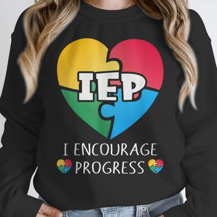 IEP I Encourage Progress Special Education School Teacher Women Crewneck Sweatshirt, funny design IEP I Encourage Progress Special Education School Teacher Women Crewneck Sweatshirt, funny design