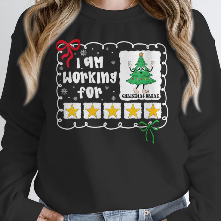 I'm Working For Christmas Break 5 Stars Christmas Teacher Women Crewneck Sweatshirt, funny design I'm Working For Christmas Break 5 Stars Christmas Teacher Women Crewneck Sweatshirt, funny design