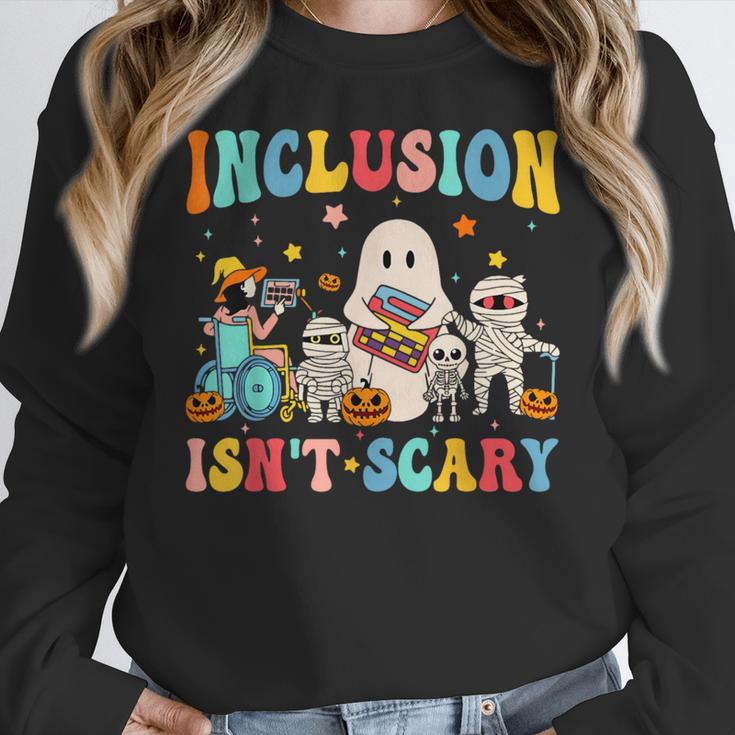 Inclusion Isn't Scary SLP Halloween Sped Teacher Therapy Women Crewneck Sweatshirt, funny design Inclusion Isn't Scary SLP Halloween Sped Teacher Therapy Women Crewneck Sweatshirt, funny design