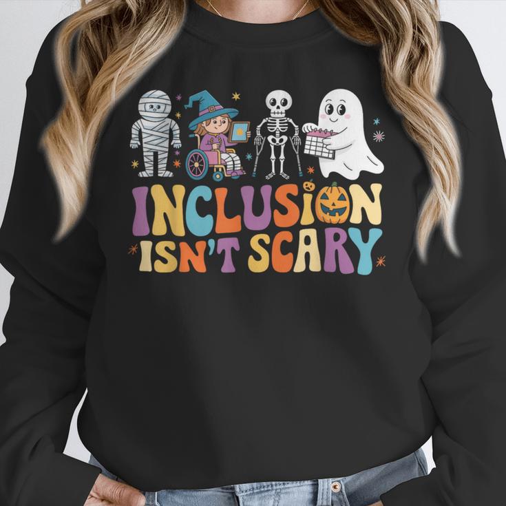 Inclusion Isn't Scary SLP Halloween Sped Teacher Women Crewneck Sweatshirt, funny design Inclusion Isn't Scary SLP Halloween Sped Teacher Women Crewneck Sweatshirt, funny design