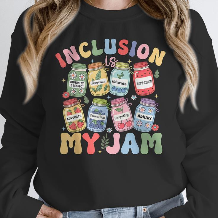 Inclusion Is My Jam SPED Teacher Special Education Life Women Crewneck Sweatshirt, funny design Inclusion Is My Jam SPED Teacher Special Education Life Women Crewneck Sweatshirt, funny design