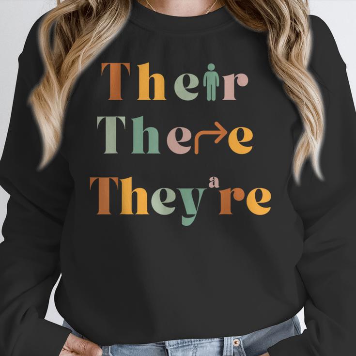 Their There They'Re English Teacher Gramma Police Joke Women Crewneck Sweatshirt, English Teacher Gifts, funny design