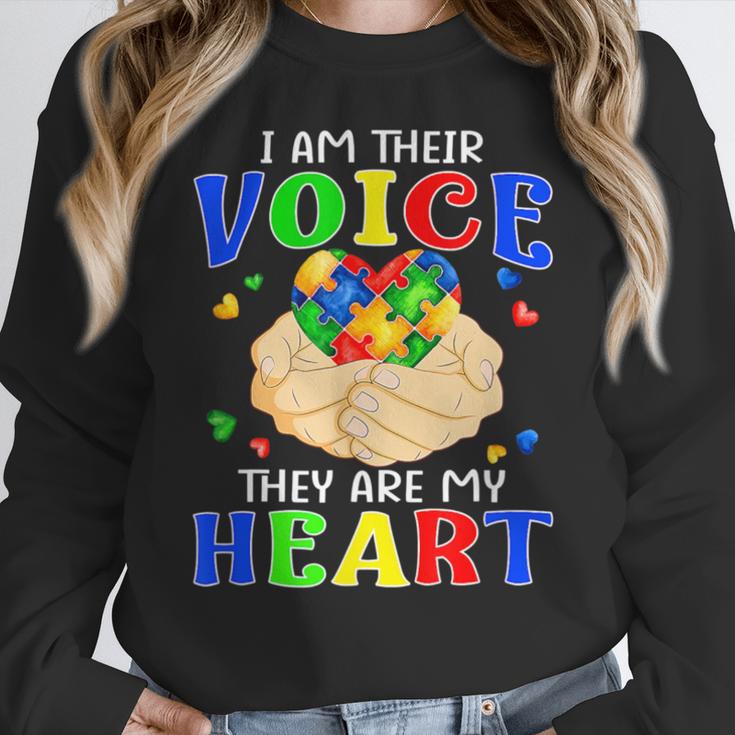 I Am Their Voice They Are My Heart Autism Awareness Teacher Women Crewneck Sweatshirt, funny design I Am Their Voice They Are My Heart Autism Awareness Teacher Women Crewneck Sweatshirt, funny design