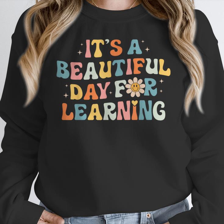 It's Beautiful Day For Learning Retro Teacher Women Men Women Crewneck Sweatshirt, funny design It's Beautiful Day For Learning Retro Teacher Women Men Women Crewneck Sweatshirt, funny design