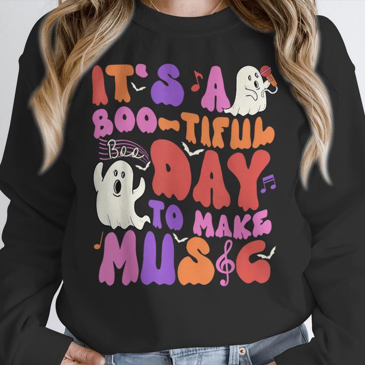 It's a Bootiful Day To Make Music Halloween Music Teacher Women Crewneck Sweatshirt, funny design