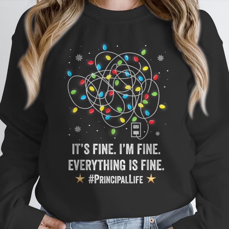 It's Fine I'm Fine Christmas Light Principal Teacher Xmas Men Women Women Crewneck Sweatshirt, funny design