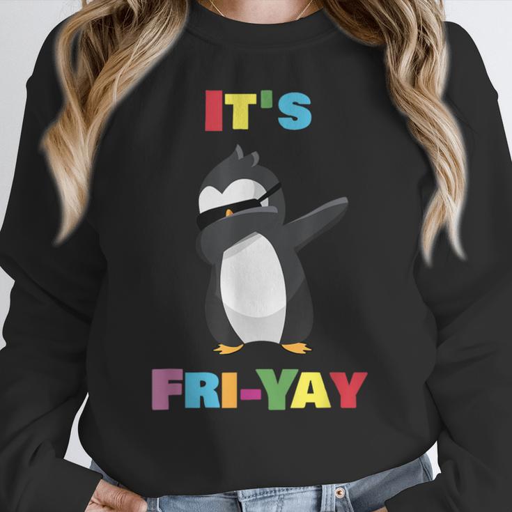 It's Fri-Yay Dabbing Penguin Friday Weekend Teacher Student Women Crewneck Sweatshirt, funny design It's Fri-Yay Dabbing Penguin Friday Weekend Teacher Student Women Crewneck Sweatshirt, funny design