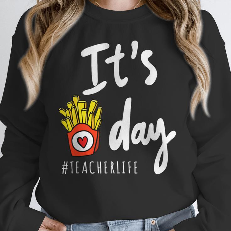 It's Fry Day Teacher Life Women Crewneck Sweatshirt, funny design It's Fry Day Teacher Life Women Crewneck Sweatshirt, funny design