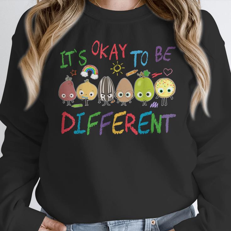 It's Ok To Be Different Apple Teacher Autism Awareness Women Crewneck Sweatshirt, funny design It's Ok To Be Different Apple Teacher Autism Awareness Women Crewneck Sweatshirt, funny design