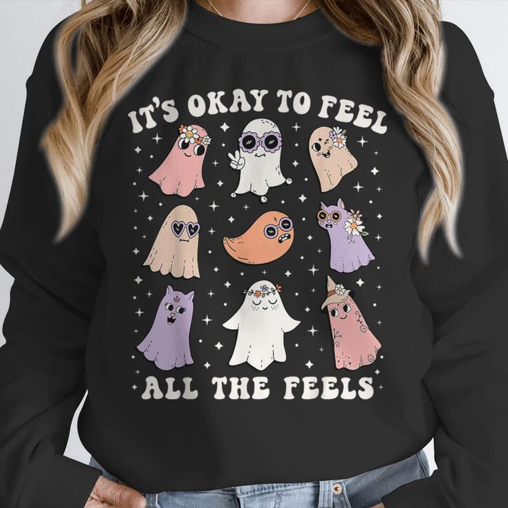 It’s Okay To Feel All The Feels Special Ed Teacher Halloween Women Crewneck Sweatshirt, funny design It’s Okay To Feel All The Feels Special Ed Teacher Halloween Women Crewneck Sweatshirt, funny design