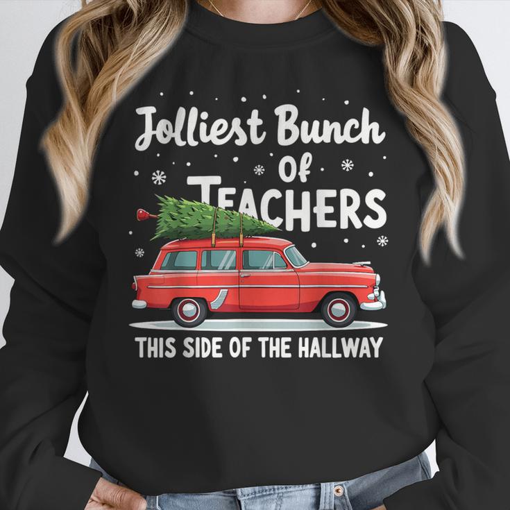 Jolliest Bunch Of Teachers This Side Of The Hallway Xmas PJ Women Crewneck Sweatshirt, funny design