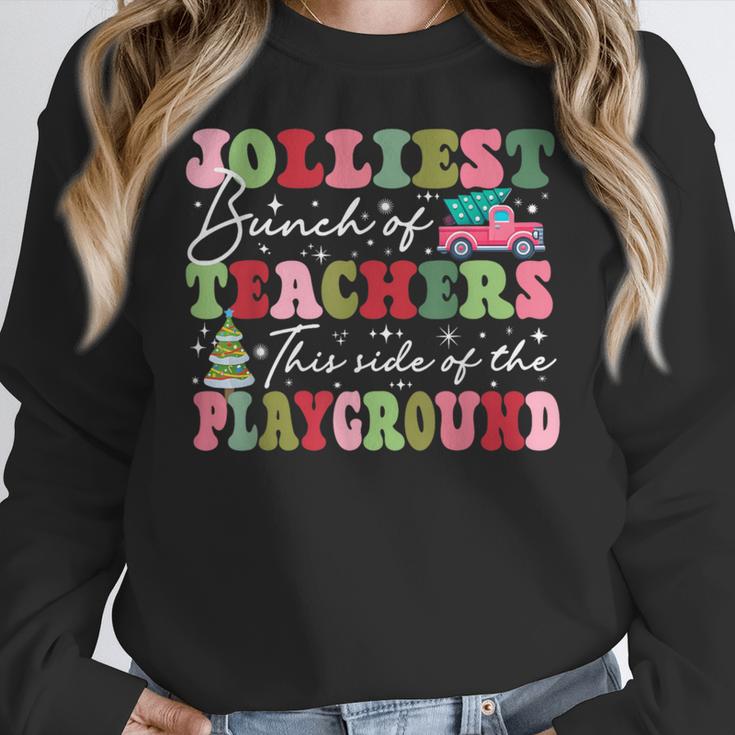 Jolliest Bunch Of Teachers This Side Of The Playground X-Mas Women Crewneck Sweatshirt, funny design