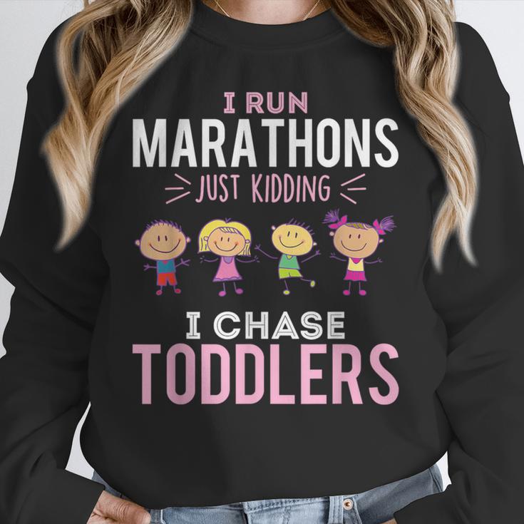 Just Kidding I Chase Toddlers Daycare Provider Nanny Teacher Women Crewneck Sweatshirt, funny design Just Kidding I Chase Toddlers Daycare Provider Nanny Teacher Women Crewneck Sweatshirt, funny design