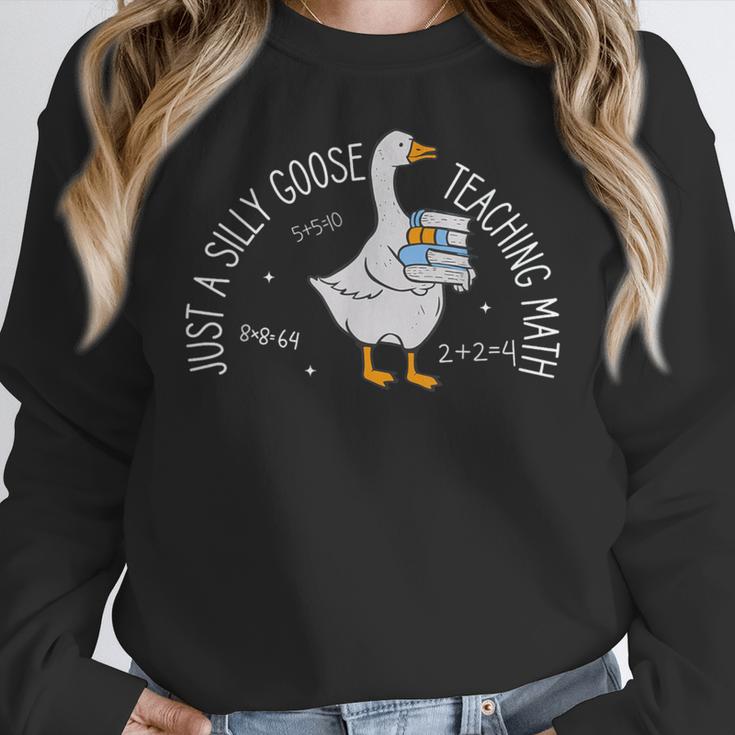 Just A Silly Goose Teaching Math Teacher Back To School Women Crewneck Sweatshirt, funny design Just A Silly Goose Teaching Math Teacher Back To School Women Crewneck Sweatshirt, funny design