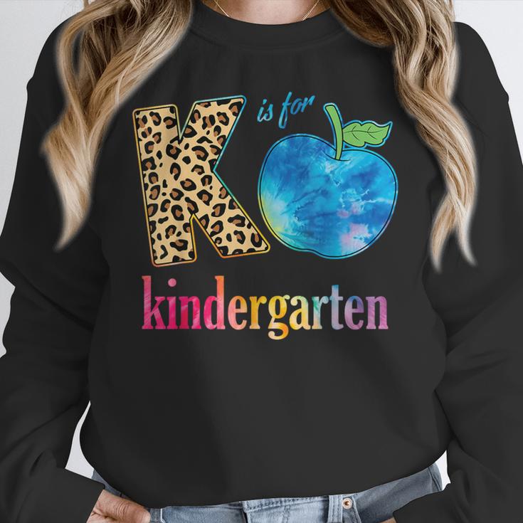 K Is For Kindergarten Teacher Tie Dye Back To School Kinder For Men Women Girls Kids Women Crewneck Sweatshirt, funny design