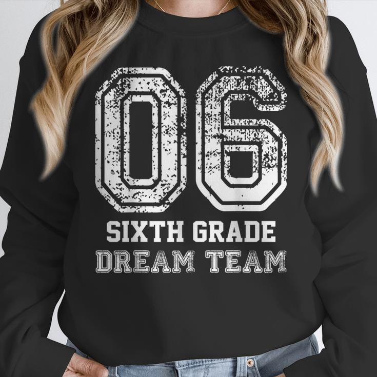 Kids Hello Sixth Back To School 6th Grade Dream Team Teacher Women Crewneck Sweatshirt, funny design Kids Hello Sixth Back To School 6th Grade Dream Team Teacher Women Crewneck Sweatshirt, funny design