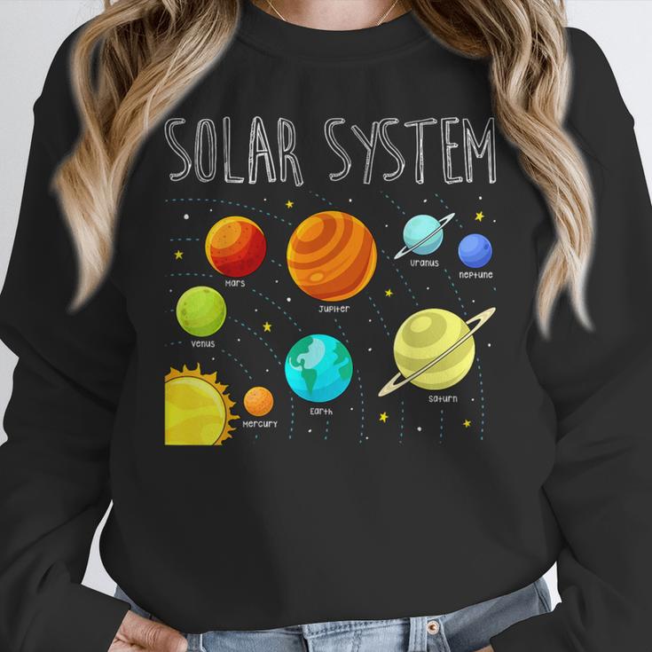 Kids Solar Systems Cute Planets Space Science Teacher School Women Crewneck Sweatshirt, Science Teacher Gifts, funny design