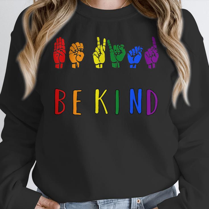 Be Kind Pride Sign Language Rainbow Teachers Interpreter ASL Women Crewneck Sweatshirt, funny design Be Kind Pride Sign Language Rainbow Teachers Interpreter ASL Women Crewneck Sweatshirt, funny design